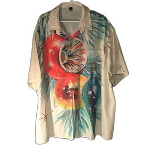 Christmas Themed, Button Down, Collared, Short-Sleeved, 4XL Shirt